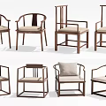 Modern Leisure Chairs With Wooden Frames And Various Design Styles 3d model