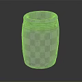 Gray Pottery Jar With Circular Patterns And Label On Black Background 3d model