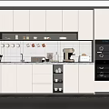 Modern Kitchen Interior With White Cabinets Counter And Appliances Tiled Backsplash 3d model