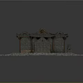 Traditional Chinese Architecture With Green Tile Roof Curved Eaves Wooden Structure And Stone Base