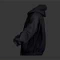 Dark Colored Hooded Jacket With Multiple Pockets And Loose Fit Outdoor Style 3d model