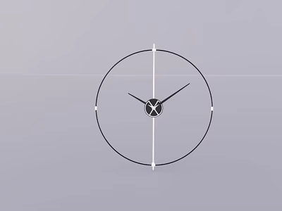 Minimalist Round Clock With Black Dial And Metal Hands On Gray Background 3d model