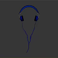 Blue Over Ear Headphones With Black Ear Cups And Wired Cable