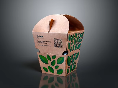 Creative Decorative Ornament Set Featuring Paper Craft Design With Green Leaf Patterns 3d model