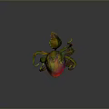 Vibrant Red And Green Carnivorous Plant With Curly Vines And Sharp Teeth