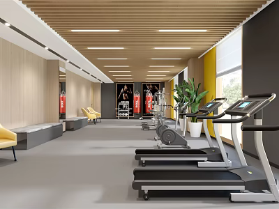 Gym Modern Gym Company Gym Corporate Gym Fitness Equipment Treadmill Industrial Wind Fitness 3d model