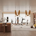 Modern Fitness Studio With Suspension Straps Dumbbells And Workout Equipment