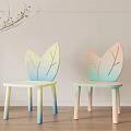 Two Children's Chairs With Leaf Shaped Backrest And Gradient Color Design For Kids Room