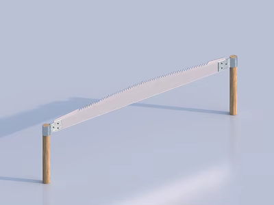Industrial Handsaw With Metal Blade And Wooden Handles For Industrial Use 3d model