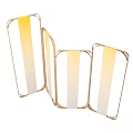 Modern Room Divider Set with Gold Frame and Gradient Yellow White Panels 3d model