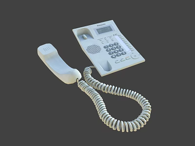 Vintage Landline Phone with Handset Coiled Cord Numeric Keypad and LCD Display Screen 3d model
