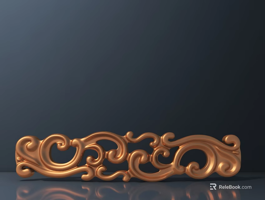 Golden Ornate Decorative Strip With Intricate Scroll Patterns On Dark Background 3d model
