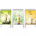 Attractive Beverage Billboard Showing Matcha Milk Tea Rice Milk Latte and Osmanthus Drink