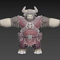 Bull Warrior Character With Skeleton Emblem Purple Armor And Bandaged Arms