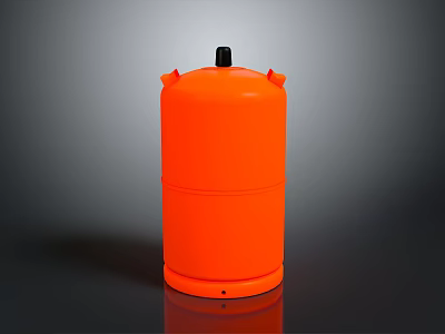 Bright Orange Cylindrical Storage Tank With Black Cap And Smooth Surface 3d model
