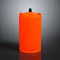 Bright Orange Cylindrical Storage Tank With Black Cap And Smooth Surface
