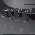Sleek Swing Door In Conference Room With Oval Table And Black Chairs