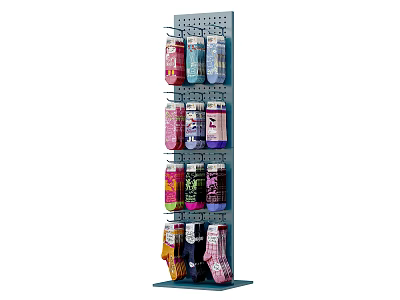 Blue Metal Multi Layer Perforated Display Shelf With Colorful Socks Storage Organizer 3d model