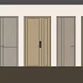 Modern Wooden Hinged Doors With Different Panel Designs And Handles For Interior 3d model