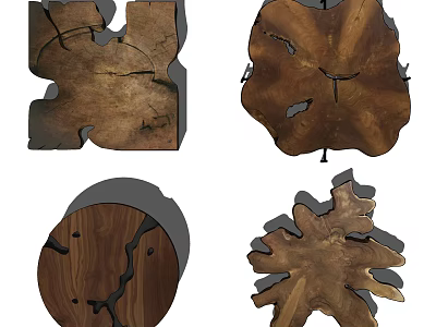 Handcrafted Natural Wood Coffee Table With Unique Irregular Shape And Organic Grain Design 3d model