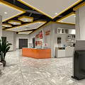 Modern Hotel Lobby Interior With Marble Floor Reception Desk Digital Screen And Seating Area