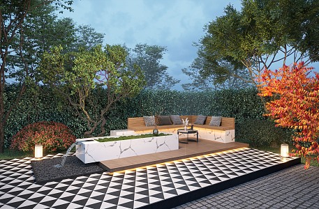 Modern courtyard landscape 3d model