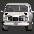 Vintage White Cargo Van With Classic Boxy Design On Reflective Surface
