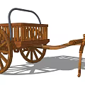New Chinese Style Carriage Four Wheels 3d model