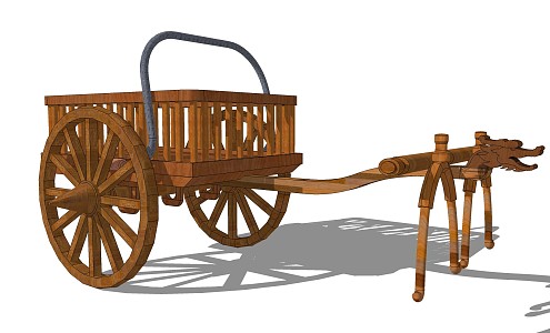 New Chinese Style Carriage Four Wheels 3d model