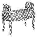 Teal And Cream Tufted Ottomans With Wooden Legs And Upholstered Seats