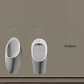 White Wall Mounted Urinals In Modern Restroom With Beige Wall And Poliform Brand