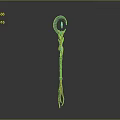 Magic Staff Weapon With Circular Top Orange Decorative Elements And Blue Glowing Tassels 3d model