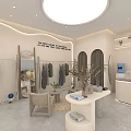 Minimalist Clothing Store Interior With Clothes On Racks Display Table Mirror And Plant Decor
