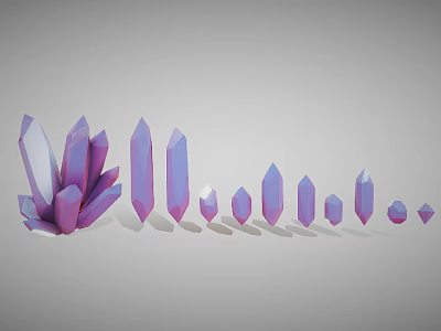 Purple Crystal Decorative Ornament Set with Various Sizes and Shapes for Home Decor 3d model