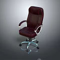 Burgundy Leather Office Chair with White Armrests and Durable Metal Base with Wheels