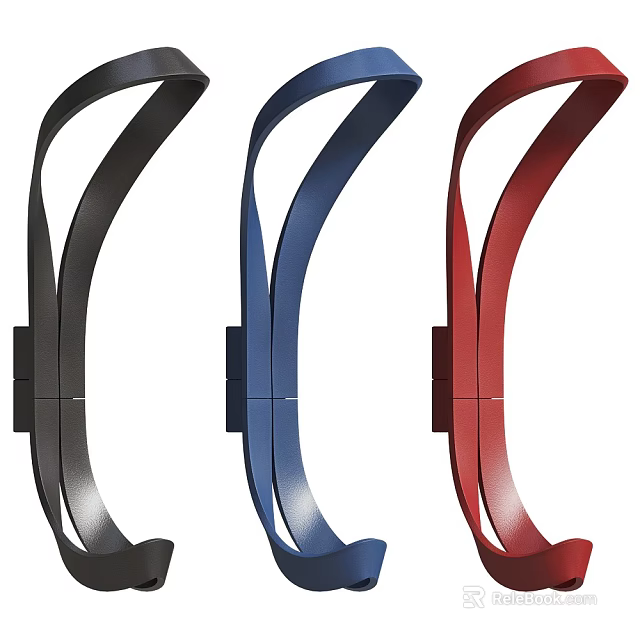 Stylish Hooks In Black Blue And Red Colors 3d model 