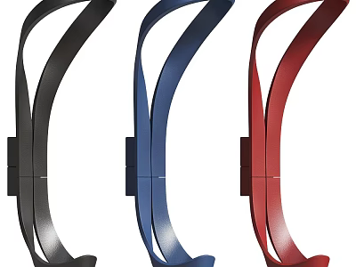 Stylish Hooks In Black Blue And Red Colors 3d model
