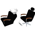 Modern Black Massage Chair With Orange Armrests And Metal Base Design