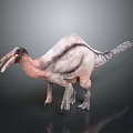 Feathered Dinosaur With Long Beak 3D Rendered Model Isolated On Gray Background 3d model