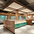 Hotpot Restaurant Interior Design With Wooden Counter Green Cabinets And Fresh Ingredients