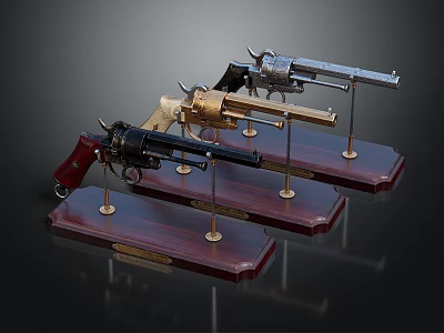 Vintage Pistol Antique Pistol Gold Pistol 3d model
