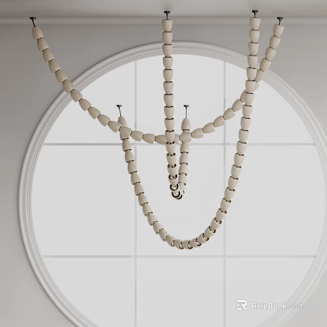 White Beaded Chandelier Design For Modern Interior Lighting Decor 3d model