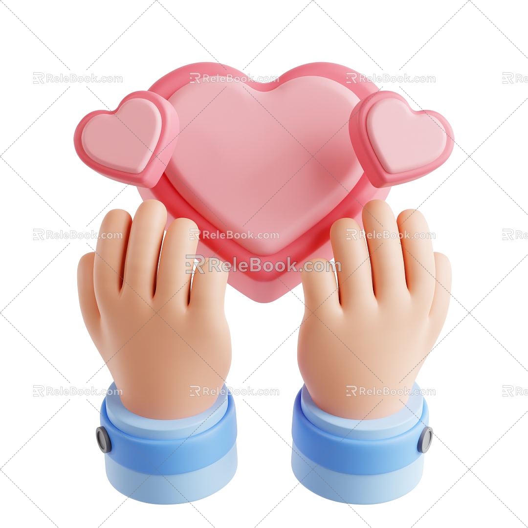 Modern hands hand love cartoon love cartoon hand 3d model