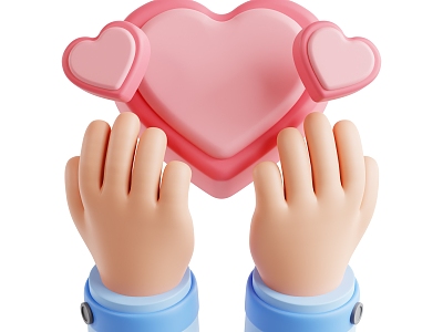 Modern hands hand love cartoon love cartoon hand 3d model