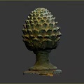 Ancient Bronze Pinecone Decorative Sculpture With Scaly Texture And Base 3d model