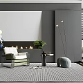 Modern Single Sofa Single Chair Coffee Table Combination 3d model