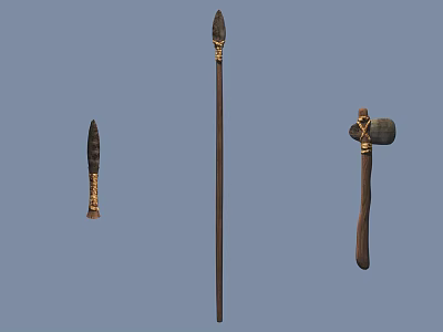 Assorted Decorative Hardware Tools With Wooden Handles And Gold Accents 3d model