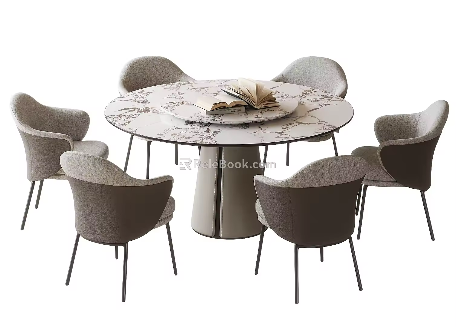 Modern Dining Table and Chair Combination Round Dining Table Dining Chair 3d model