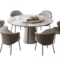 Modern Dining Table and Chair Combination Round Dining Table Dining Chair 3d model