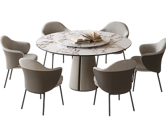 Modern Dining Table and Chair Combination Round Dining Table Dining Chair 3d model